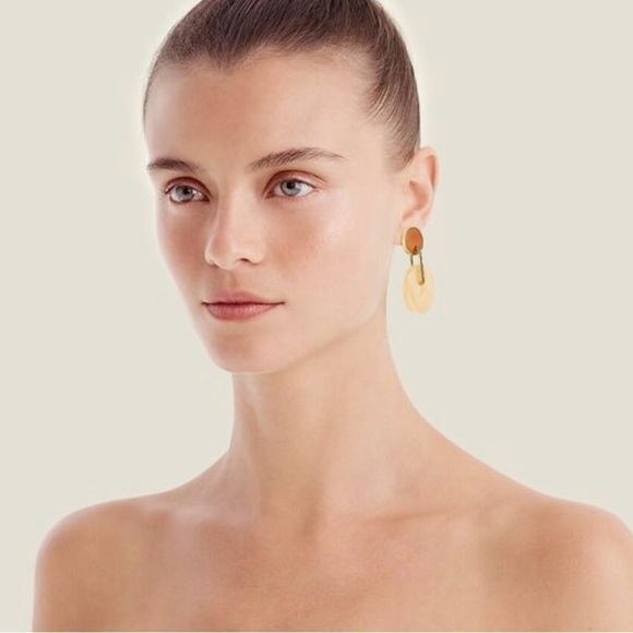 NWT J. Crew Disc Planet Rings Drop Earrings in Pale Nectar, Hypoallergenic Posts - Picture 2 of 10
